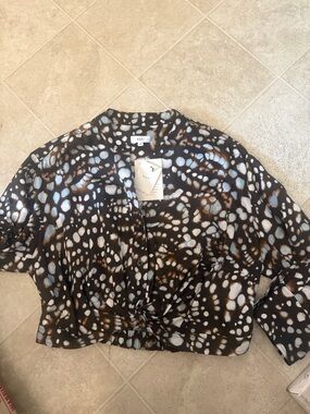 A.L.C. Abstract Spot Knot-Front Cropped Top, size medium, NWT